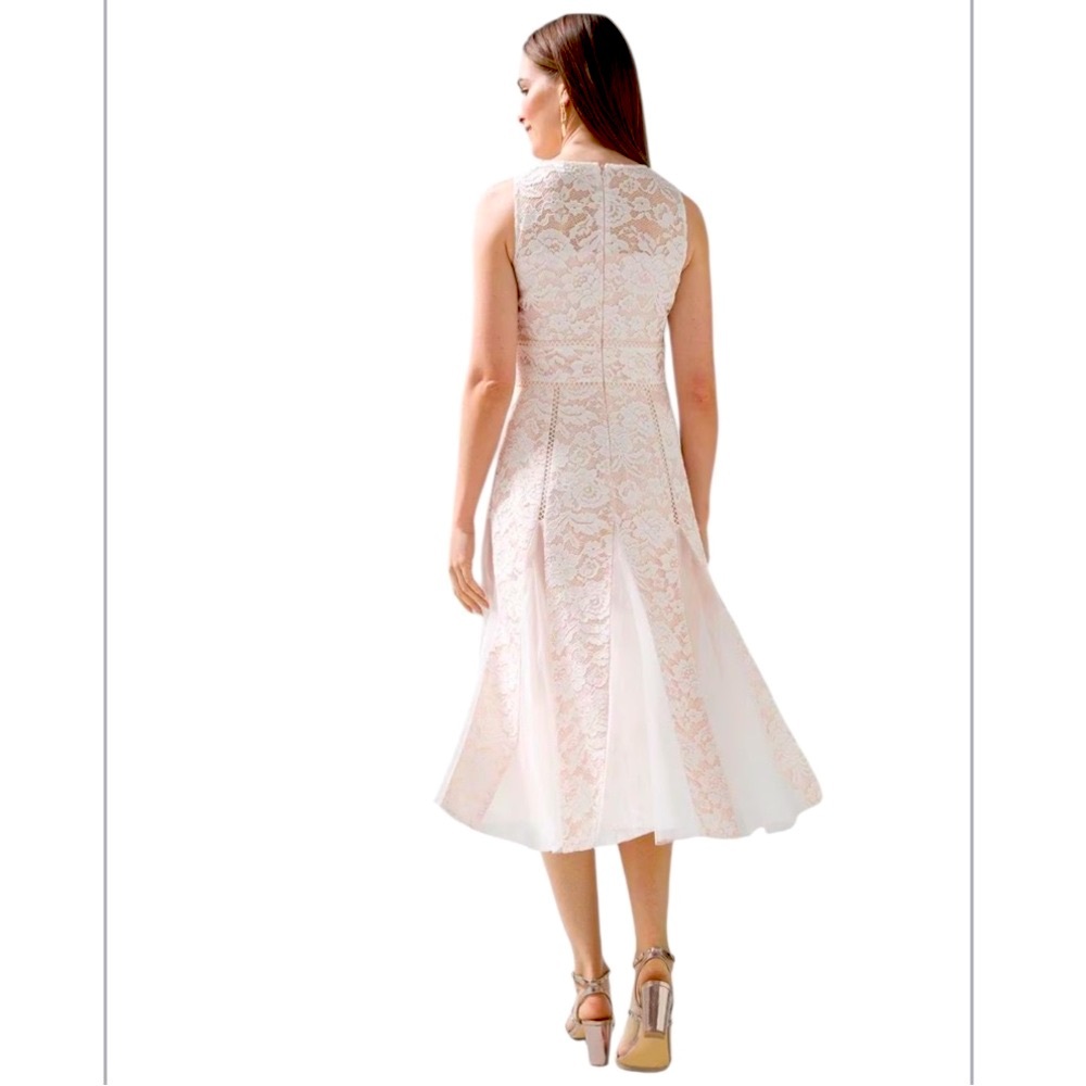 White House Black Market Sleeveless All-Over Lace Fit& Flare Midi Dress -Size: 6 - Picture 9 of 15